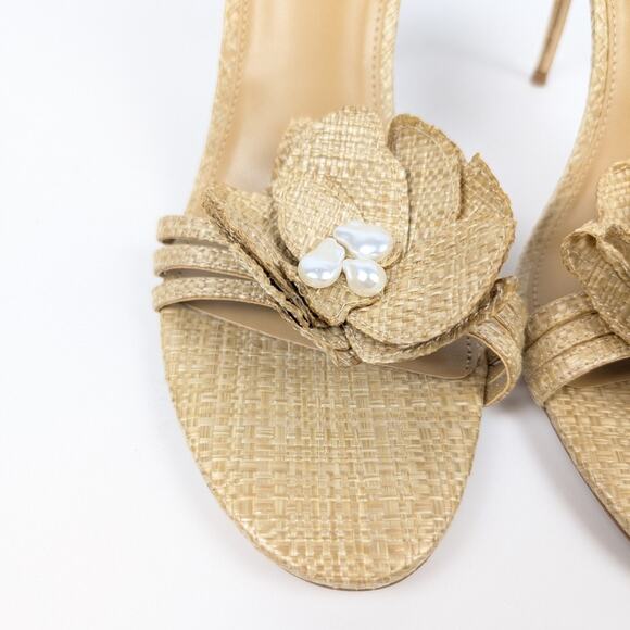 Steve Madden Excite Natural Raffia Stiletto Heel Dress Sandals Size 11 - Picture 8 of 10